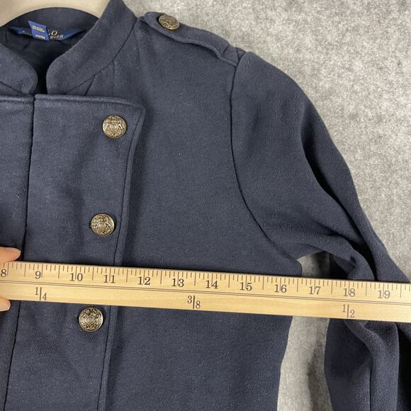 Polo Ralph Lauren French Terry Military Jacket Girls Large 12/14 Blue Preppy - Picture 9 of 16